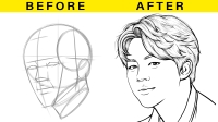 bts drawing easy step by step