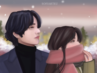 bts fanart with girl