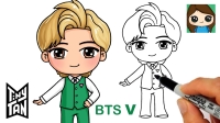 bts v anime drawing