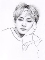 bts v drawing easy step by step