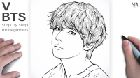 bts v drawing easy step by step